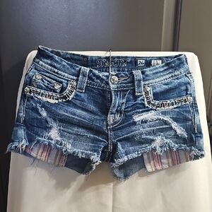 Miss Me Blue Distressed Jean Shorts